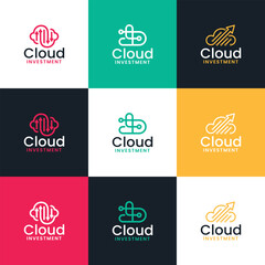 Fototapeta na wymiar Collection of cloud company logos