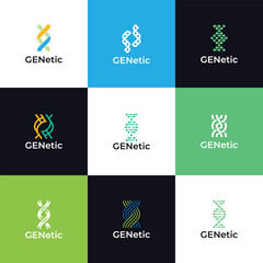 DNA logo icon set. health logo company