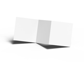 Blank square Z-fold brochure 3d render on transparent background