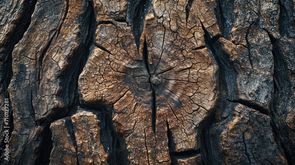 Aufkleber A detailed close-up of a piece of wood on a tree. Can be used as a background or texture for various design projects
