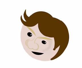 Illustration design of big nose brown hair man