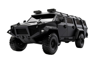 Dark Armored Automobile isolated on transparent Background