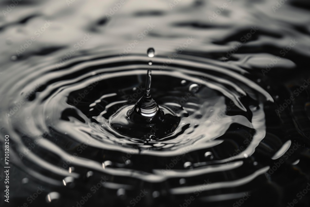 Poster A monochromatic image capturing a single drop of water. This versatile picture can be used in various creative projects