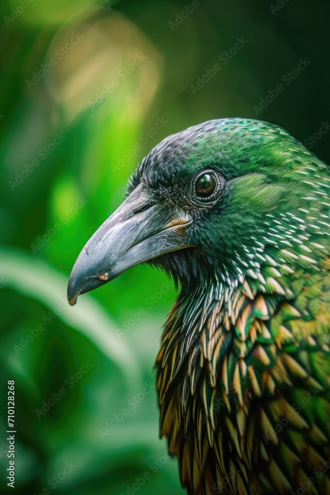 Poster A close-up view of a bird with a distinctive green head. This image can be used for various purposes, including nature magazines, wildlife blogs, or educational materials