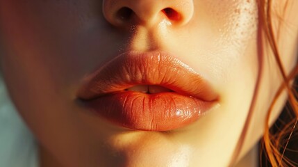 Woman's lips with freckles. Can be used in beauty, skincare, or natural makeup concepts