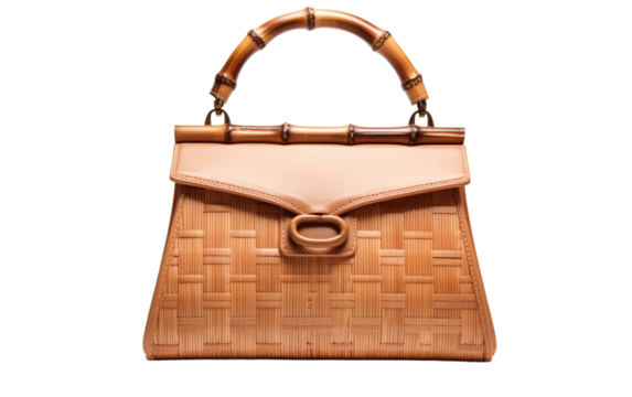 Purse with Bamboo Handle isolated on transparent Background