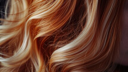Naklejka premium Close-up view of a woman's long red hair. Perfect for haircare products or beauty advertisements