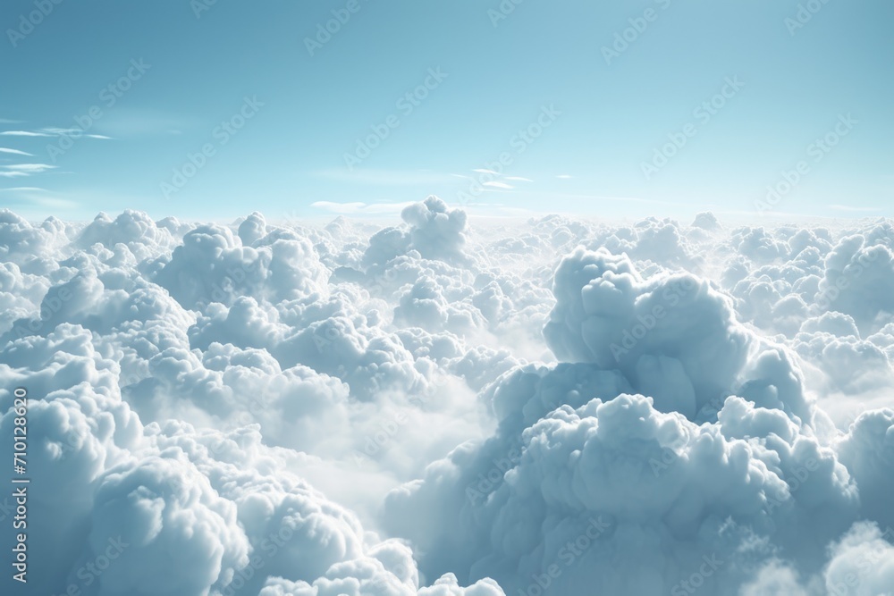 Poster a captivating view of clouds from an airplane. perfect for travel or aviation-related projects