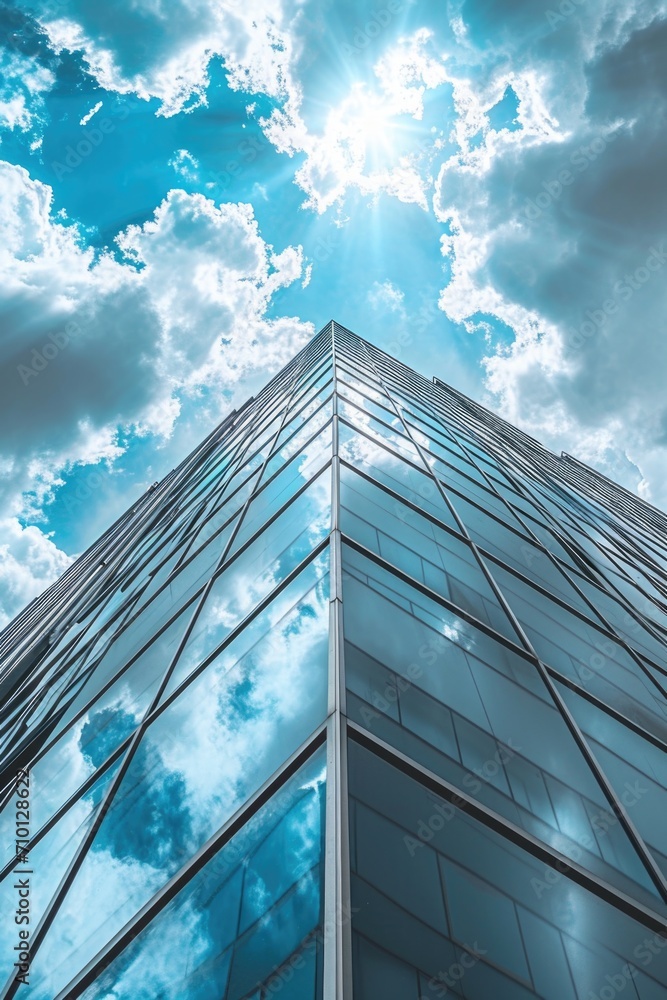 Poster A picture of a very tall building with numerous windows. Suitable for architectural or urban concepts