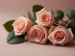 Beautiful pink roses on a pink background, close-up.