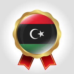 Creative Libya Flag Label Vector Design