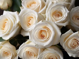Beautiful white roses as background, closeup. Floral design