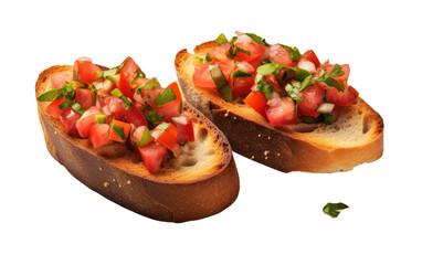 Toasted Tomato Bruschetta isolated on transparent Background