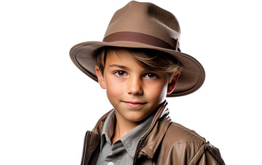 Youngster with a Bowler Hat isolated on transparent Background