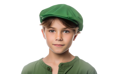 Green-Capped Boy isolated on transparent Background