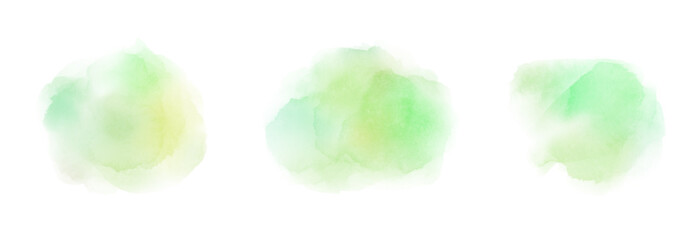 Subtle watercolor stains in vibrant shades of green