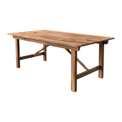 Empty wooden picnic table isolated on transparent background