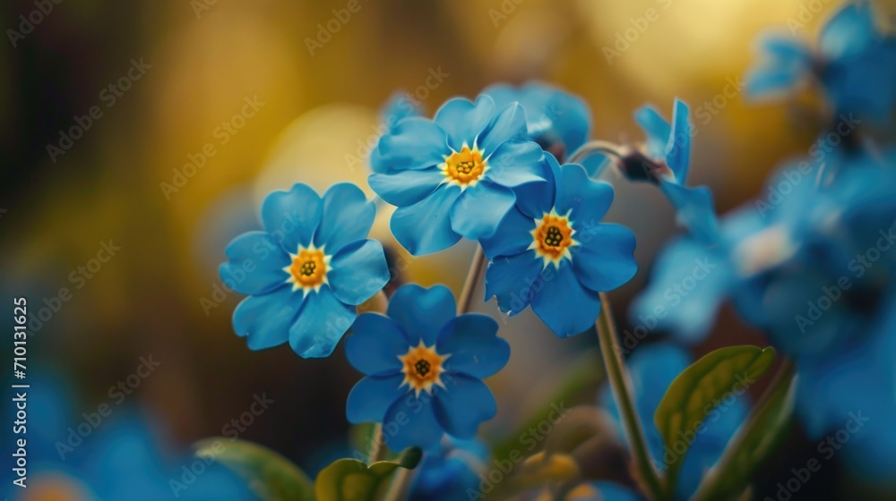 Poster A close-up view of a bunch of blue flowers. Perfect for adding a pop of color to any project or design