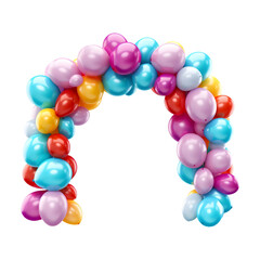Obraz premium Colorful party balloons arch isolated on transparent background