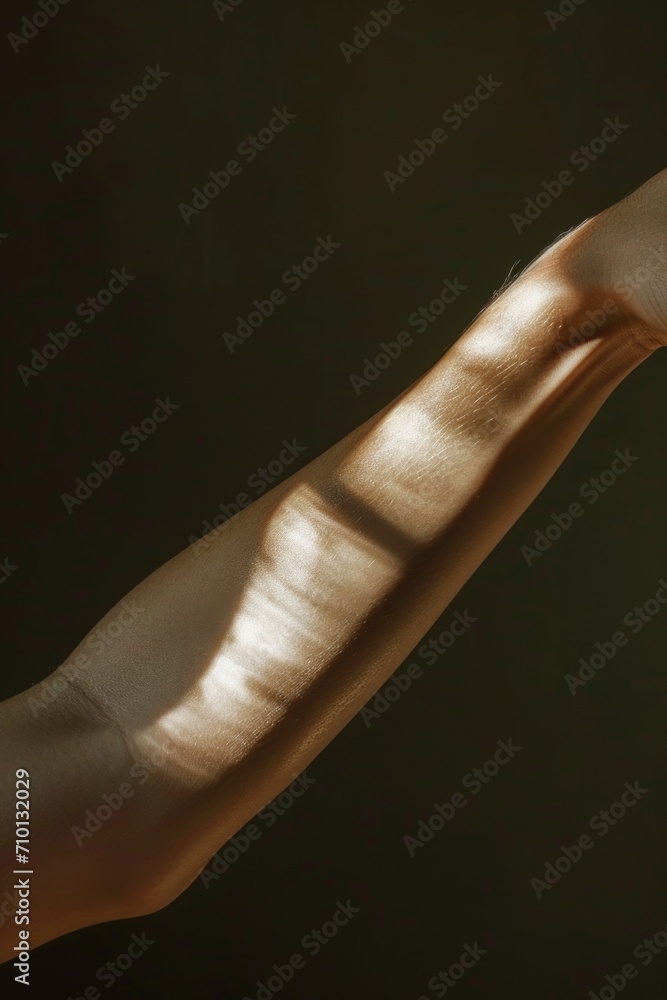 Poster A person's arm with a shadow on it. Versatile image suitable for various concepts and applications