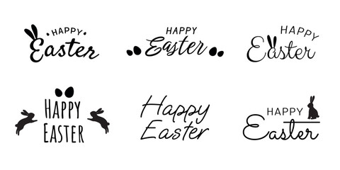Monochrome easter lettering collection for easter designs cards, banners, paterns, backgrounds