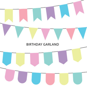 Collection of vector garland flags for birthday, baby shower, party designs