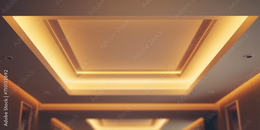 Poster A picture of a long hallway with a ceiling adorned with bright lights. Perfect for adding a sense of elegance and grandeur to any project