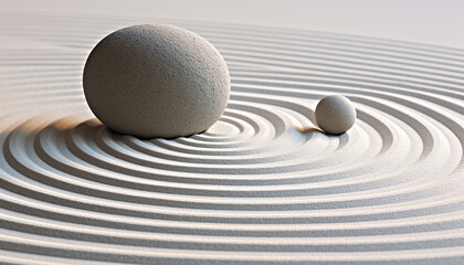 Fototapeta na wymiar Tranquil scene, sand circle reflects harmony and balance generated by AI
