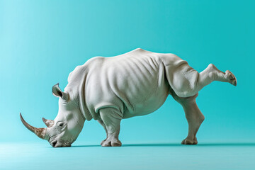 Rhino doing yoga. AI generative art