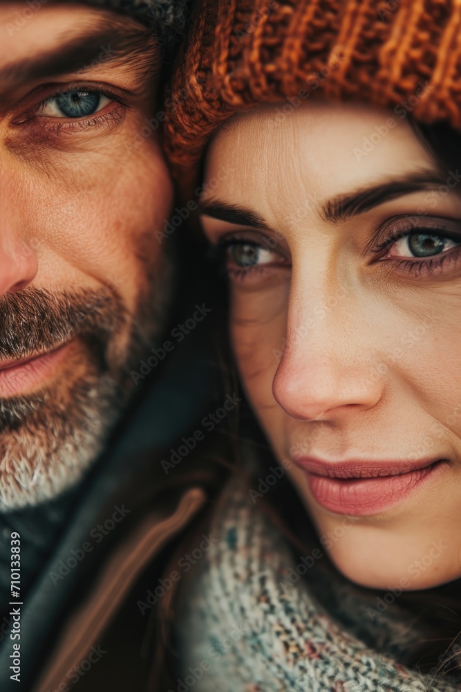 Poster A close up of a man and a woman. This versatile image can be used in various contexts