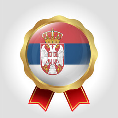 Creative Serbia Flag Label Vector Design