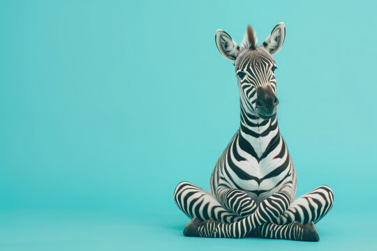 Zebra doing yoga. AI generative art