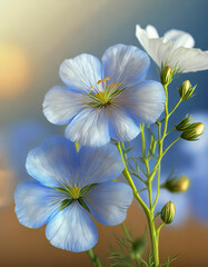 Niebieskie kwiaty Lnu zwyczajnego. Generative AI