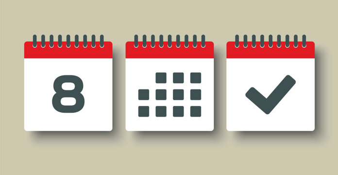 Vector icon page calendar - 8 day, agenda, done