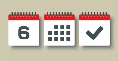 Vector icon page calendar - 6 day, agenda, done