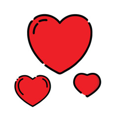 Set of broken line hart shape icons