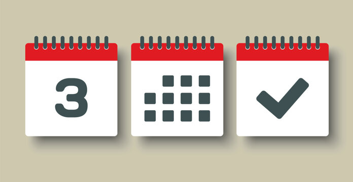 Vector icon page calendar - 3 day, agenda, done