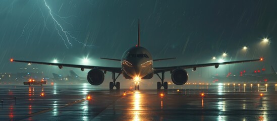 Severe weather disrupts aircraft. - obrazy, fototapety, plakaty