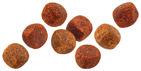 Dry cat or dog food isolated on white background