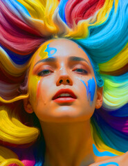 portrait of a woman with colorful makeup