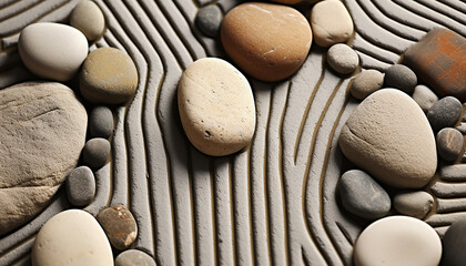 Smooth pebble stack, harmony in nature balance generated by AI