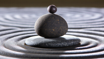 Stacked pebbles create harmony in nature tranquil scene generated by AI
