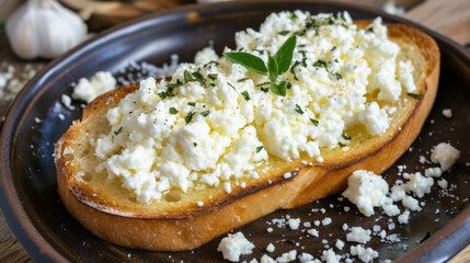 Simple and delicious sandwich made with two pieces of bread, cheese, and herbs. Perfect for quick and satisfying meal. Can be used in food-related articles or as background image for recipe blog.
