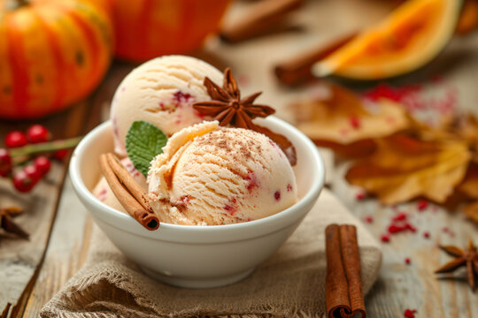 Seasonal ice cream flavors, a seasonal image showcasing unique and seasonal ice cream flavors.