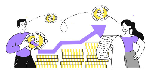 Inflation money vector linear concept
