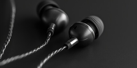 Earphones connected to a cord, suitable for listening to music or audio on various devices