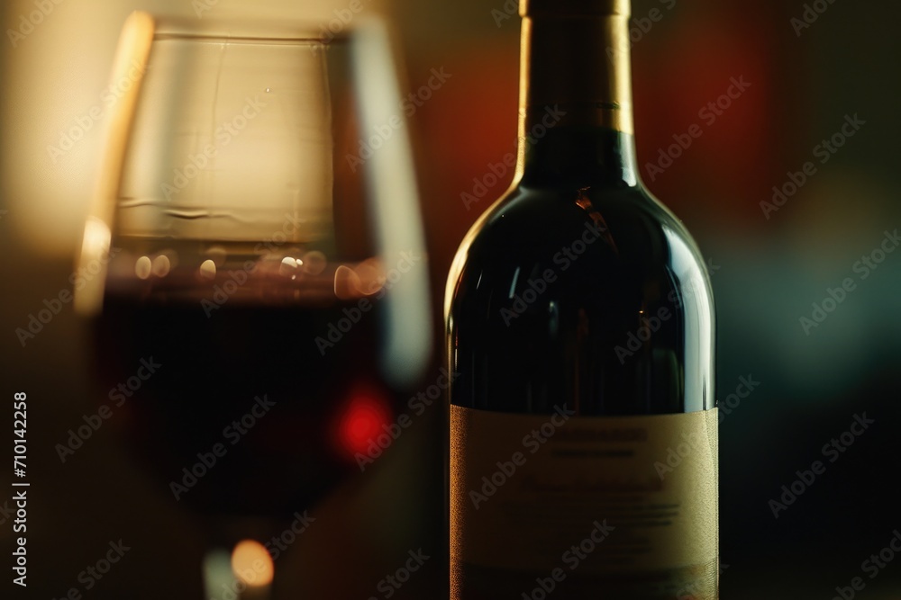 Aufkleber a bottle of wine placed next to a glass of wine. perfect for wine enthusiasts and wine tasting event