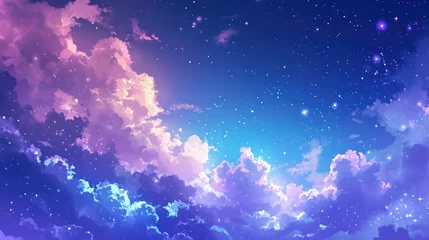 Rolgordijnen Beautiful clouds in the sky, galaxy background with stars, night scene. manga style generative ai © ThisDesign