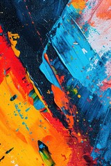 A detailed view of a vibrant painting on a canvas. Ideal for adding a pop of color and artistic...