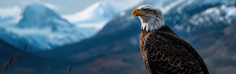Obraz premium An eagle in a front of the mountains